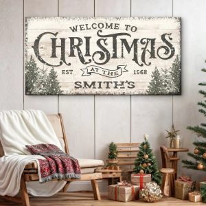 Family Welcome To Christmas Sign III suitedtosucceed