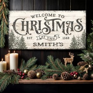 Family Welcome To Christmas Sign III suitedtosucceed